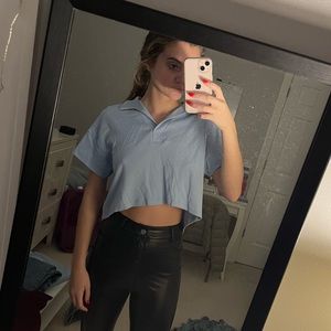 Blue Collar Crop Top